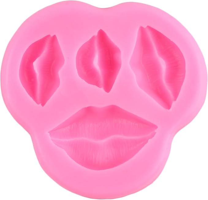 ZiXiang Lips Fondant Molds Sexy Lips Kiss Collection Candy Silicone Molds For Valentine's Day Cake Decorating Cupcake Topper Polymer Clay Candy Chocolate Gum Paste Set Of 4