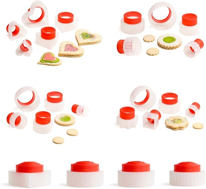 Betty Crocker Cookie Cutter Bundle – 20 BPA-Free Cutters in Hearts, Circles, Geometric & Fluted Shapes – Dishwasher Safe, Snap-Fit Storage, Wide Top Handles, Various Sizes