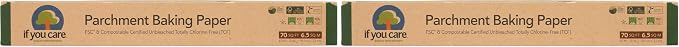 If You Care Parchment Baking Paper, Roll, 70 Sq Ft, Unbleached | Chlorine Free | Greaseproof | Silicone Coated | Pack of 2