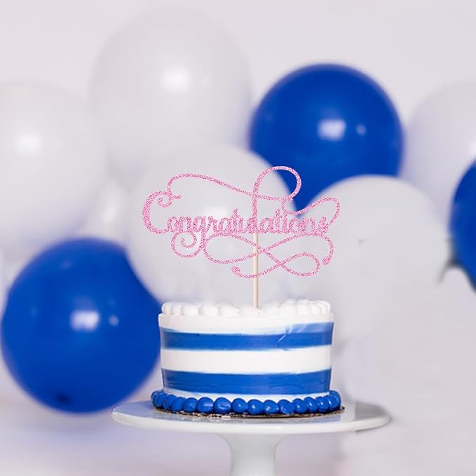 Congratulations Cake Topper,Congratulations 2026 Graduation Cake Topper,Graduation, Wedding, Retirement, Birthday, Anniversary, Celebration Party Decorations Supplies (Pink)