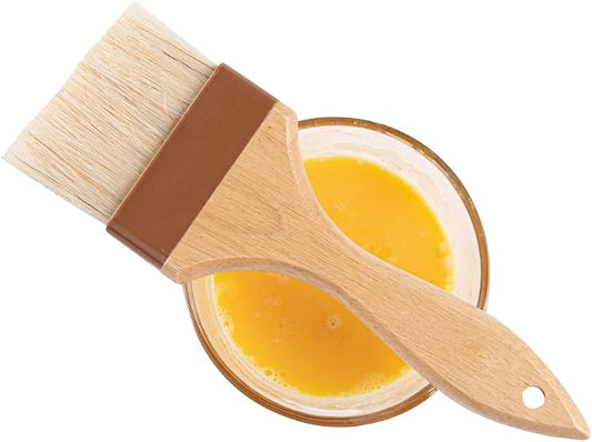 Restaurantware Pastry Tek 3 Inch Wide Buttering Brush 1 Boar Bristle Pastry Brush - Hardwood Handle Built-In Hanging Hole Wood Basting Brush Sturdy Ferrule For Glazing And Basting