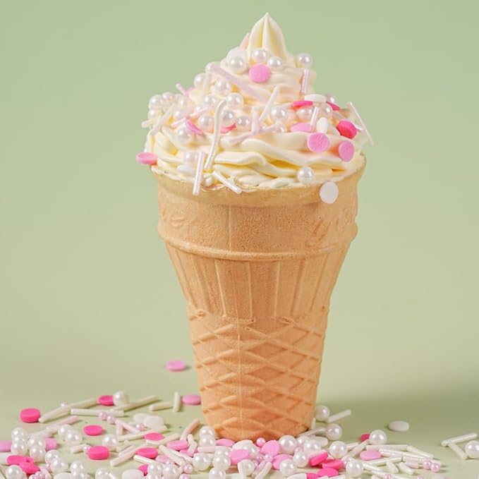 Pink Sprinkles for Cake Decorating 7 OZ Edible Pearl Sugar Sprinkles Topper for Cookie Cupcakes, Candy, Cream, Chocolate Cake Decorations - Jimmies, Nonpareils, Confetti