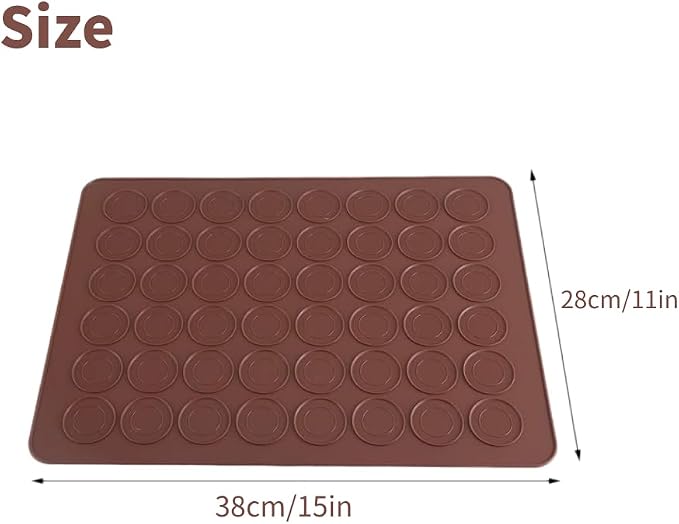 Cocoarm Macaron Silicone Mat, 48 Capacity Silicone Sheet Mat Baking Cookies Pastry DIY Bakeware Decorating Tools for 1.5" Macarons Making, 15.4 x 11.2inch (not include decorating pot)