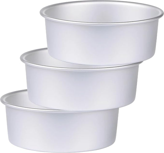 9 x 3 inch Round Cake Pan Set of 3, Aluminum Baking Pans for Layer Cakes, Heavy Duty Non-Stick, Evenly Baking Molds for Home Kitchen, Birthday Wedding Anniversary