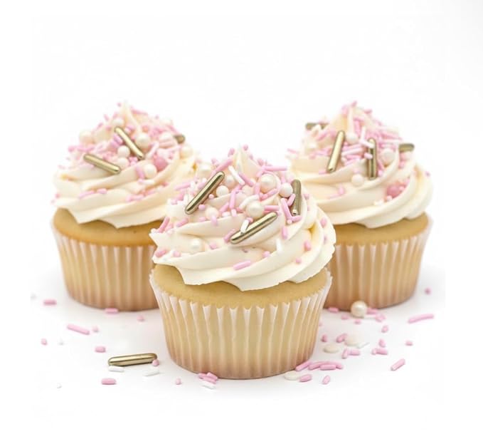 Manvscakes Sprinkles- Edible Cake and Cupcake Sprinkles with Assorted Shapes and Sizes for Parties, Metallic Sprinkle Mix for Cookies, Ice Cream, Cake and Cupcake Decorating, 4 oz (Pink Princess)