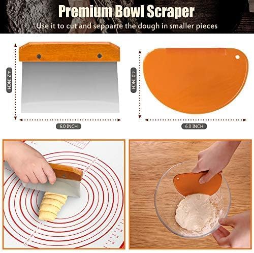 17 Pieces Banneton Bread Proofing Basket Set - 9 inch Round and 10 inch Oval Sourdough Bread Proofing Baskets - A Complete Bread Making Kit, Danish Whisk, Bowl Scraper, Dough Scraper, & Bread Lame