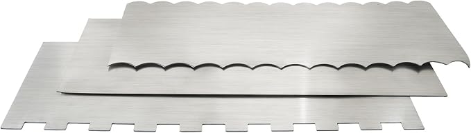 8.7 Inch Stainless Steel Cake Scraper, Double Sided Patterned Edge Stripe Edge Smoother Scraper Cake Decorating for Mousse Butter Cream, 3 Pieces