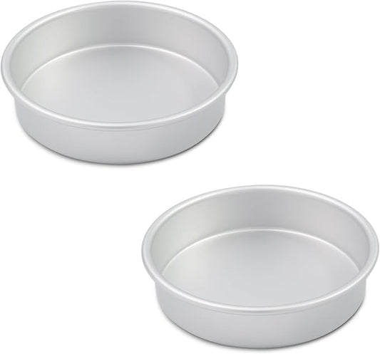 7-inch round cake pans set 2,Cake tins perfect for baking bread, cheesecake, cakes more - durable aluminum molds for circle cake pan (7×2 round Cake Pan, Set of 2)