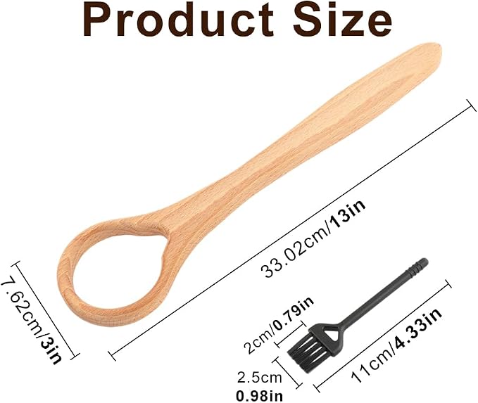 13-Inch Danish Dough Whisk – Wooden for Sourdough Bread Baking Supplies – Traditional Dutch Whisk for Pizza, Pastry, Cake Batter