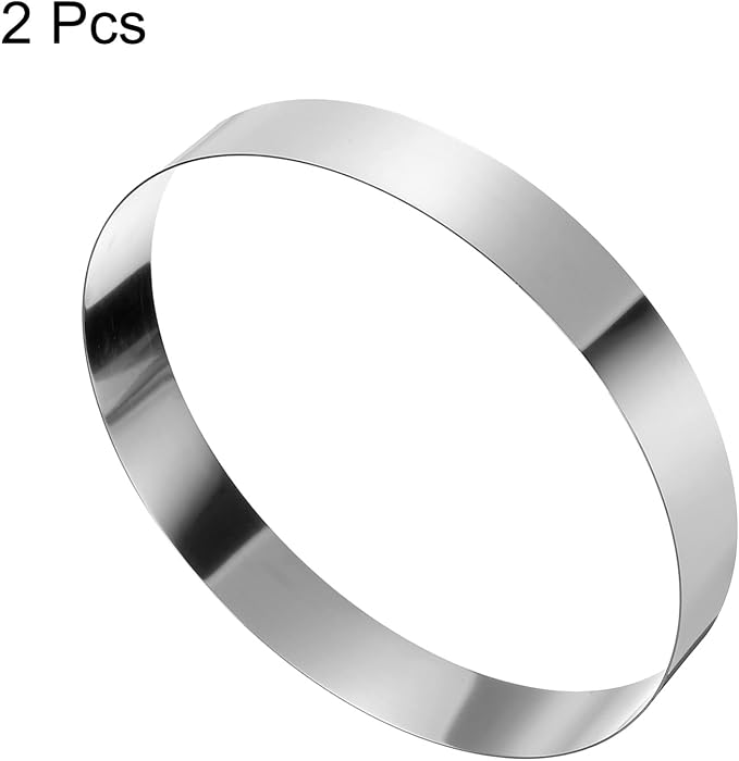 HARFINGTON 2PCS Round Cake Ring 12 x 2 Inch Seamless Stainless Steel Pastry Mousse Dessert Ring Mirror Coating for Baking Cooking Making Tool
