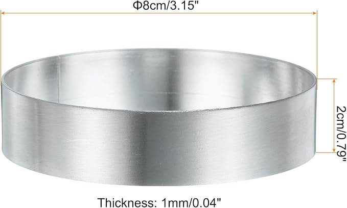 HARFINGTON 2Pcs Round Cake Ring 3.15 x 1 Inch Seamless Stainless Steel Pastry Mousse Dessert Ring Mirror Coating for Baking Cooking English Muffins Crumpet Making Tool