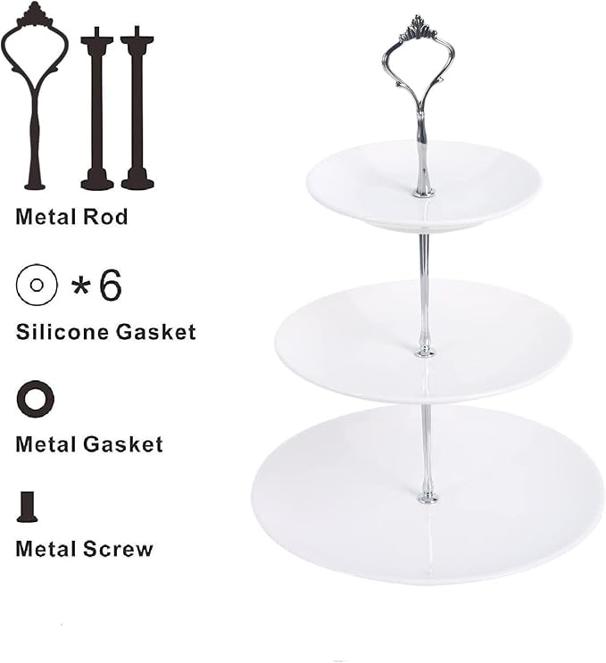 BetterJonny 6 Sets Cake Tray Stand Handle, 3 Tier Cake Stand Fittings Hardware Holder for Wedding and Party Making Resin Cupcake Dessert Platter Stand