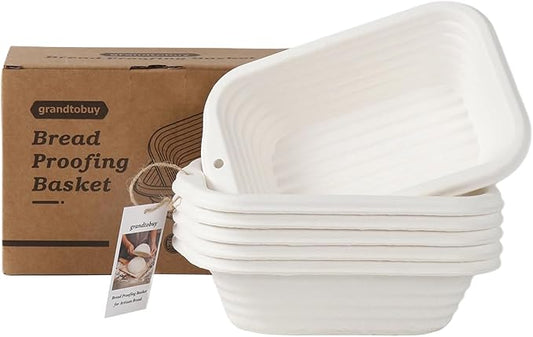 Sourdough Banneton Bread Proofing Basket - 6 x 8 Inch Rectangular Pulp Brotform with 30pcs Non-woven Liner Cover for Professional & Home Baking