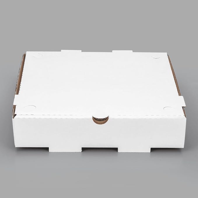 Karat Pizza Boxes 10" x 10" x2" [50 Pack] White Corrugated Boxes | Ventilated, Grease-Resistant, Durable for Pizza or Shipping Use