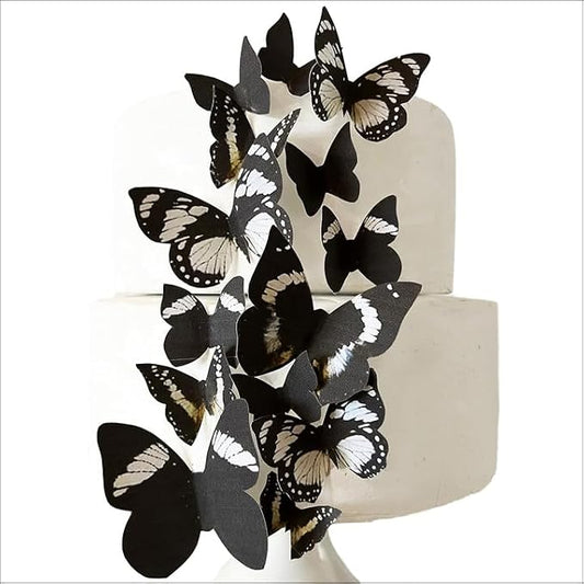 Sugar Robot Inc. Edible Butterflies Assorted Size Premium Crafted Made in the USA - Cake and Cupcake Toppers, Decoration (Black)