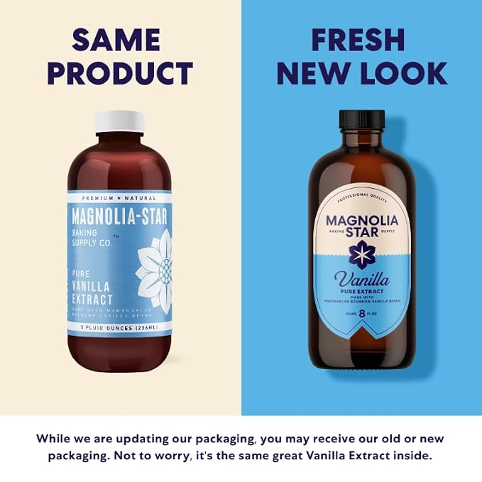Magnolia-Star Pure Vanilla Extract, 32 oz., Made from Hand-Selected Madagascar Bourbon Vanilla Beans, Gluten Free Baking Vanilla (8 oz. Bottles, 4 Ct)