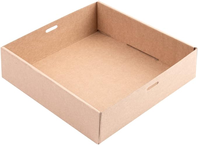 Restaurantware Cater Tek 9 x 9 x 2.4 Inch Catering Boxes 10 Insert Tab Lock Baked Goods Boxes - Window Lids Easy Assembly Kraft Paper Window Pastry Boxes For Charcuterie Or Cupcakes
