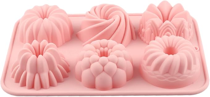 6 Cavity Mini Bundt Cake Pans Mold Fluted Tube Silicone Chocolate Molds For Candy Chocolate