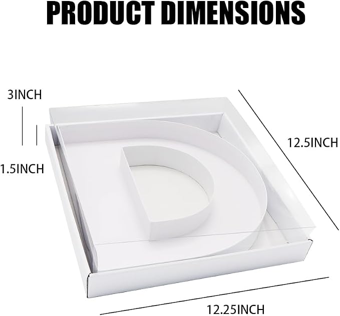 WENPACK 12.5" Cardboard Letter Shaped Mache Decorative Strawberries Fillable Sweets Confectionery Box with Clear Lid (White, D)