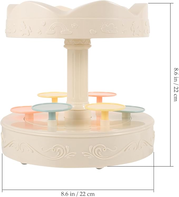 Kisangel Carousel Cupcake Holder Rotating Sushi Cupcake Stand Rotating Automatic Dessert Machine Revolving