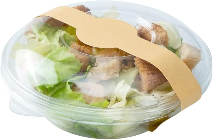 Restaurantware RW Base 12 x 1.5 Inch Packaging Bands 100 Self-Adhering Belly Bands - Disposable Strong Kraft Paper Label Stickers For Packaging Supplies Keeps Take Out Containers Sealed