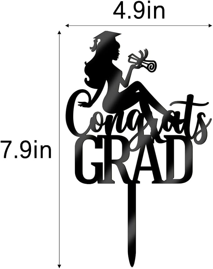 Congrats Grad Cake Topper,2026 Graduation Cake Topper, Congrats Grad Decorations,2026 High School/College/Senior Graduation Party Decorations Supplies. (Acrylic black)