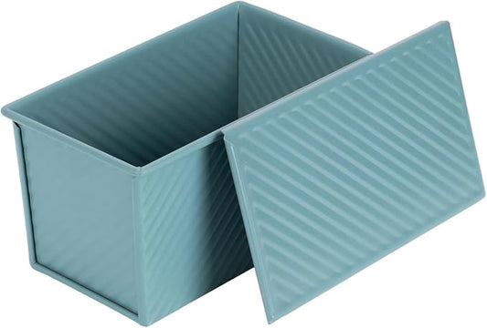 CHEFMADE Pullman Loaf Pan with Lid, 1Lb Non-Stick Bread Pan for Oven | Carbon steel bakeware toast mold with cover for even baking, easy release, and square sandwich slices (Green)