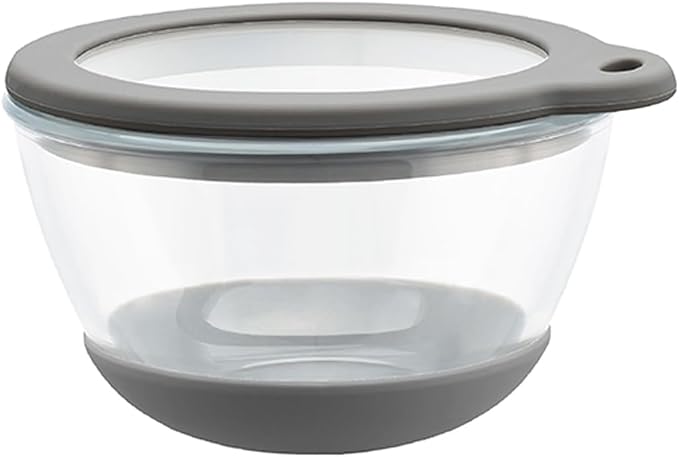 MR. CHOU 1.1QT Glass Cereal Bowls with Lid – Versatile Serving Bowls for Fruit, Salad, Soup Snacks, Microwave & Dishwasher Safe, BPA Free, Non-Slip Base, Modern Design for Parties & Entertaining, Gray
