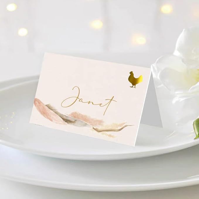 10 Sheets(500 Qty) Meal Stickers,Wedding Food Choice Sticker for Place Cards, Beef, Chicken,Fish (Color Changing Gold)