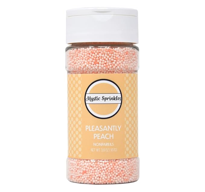 Mystic Sprinkles Solid Color Nonpareils 3.8oz Bottle (Pleasantly Peach)