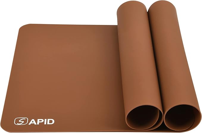Sapid 2Pcs Thick Silicone Mat for Crafts, Nonstick Silicon Sheet for Epoxy Resin, Jewelry Mold Casting, Art Painting Mats, Food Grade Pastry Mat, Heat- Resistance Placemats (15.7"×11.8", Brown)