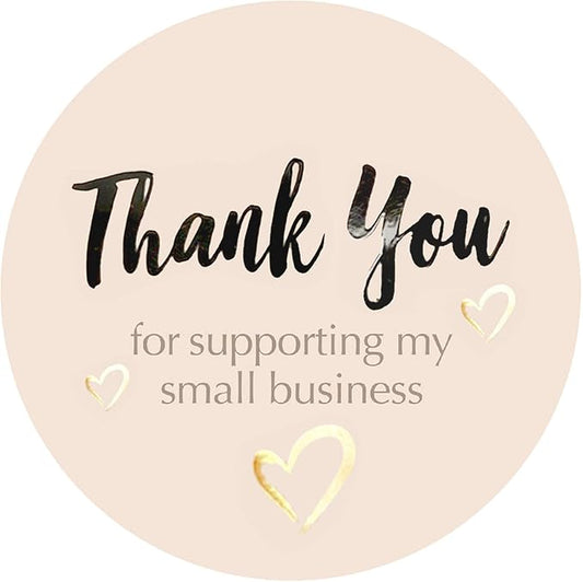easykart labels 2000 Thank You Stickers Rolls, Size 1.5 Inch Round,Thank You Seal Stickers,Gold Foil Thank You Stickers Small Business Supplies | Pastel Peach Color with UV Effect