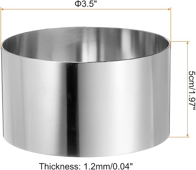 HARFINGTON 2PCS Round Cake Ring 3.5 x 2 Inch Seamless Stainless Steel Pastry Mousse Dessert Ring Mirror Coating for Baking Cooking Making Tool