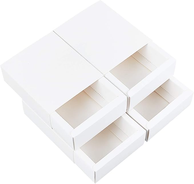 BENECREAT 20 Pack Kraft Paper Drawer Box 5x4.5x1.7 Festival Gift Wrapping Boxes Soap Jewelry Candy Weeding Party Favors Gift Packaging Boxes, White