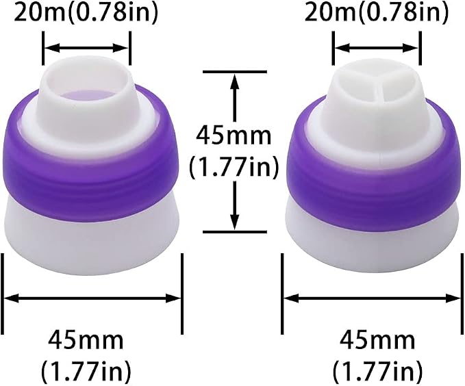 4pcs Russian 3 Color Nozzle Converter Coupler Icing Nozzles Pink + Purple Single Hole/Three Holes Icing Cake Decor Tools