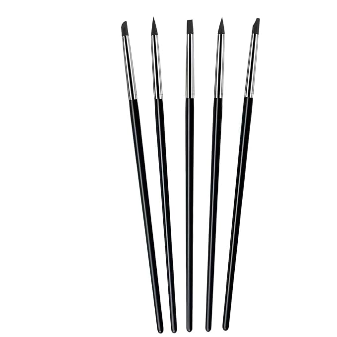 5Pcs Silicone Sculpting Tools, Black Clay Sculpting Tools, Multi-Shape Silicone Brushes, Pottery Modeling Tools for Polymer Clay, Ceramics, Nail Art, Fondant & Craft DIY