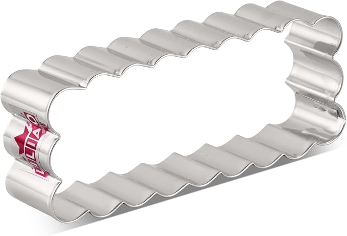 LILIAO Scalloped Edge Rectangle Cookie Cutter, 4.7 x 1.9 inch, Stainless Steel