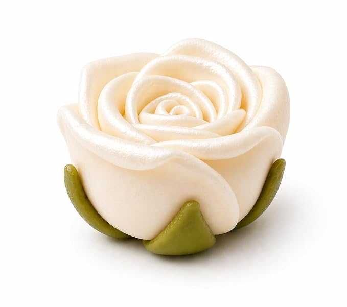 Confect Metallic Edible Lumniscent Pearl Roses | Christmas Cupcake Toppers | Edible Flower For Cake Decorating | Edible Metallic Sugar - Soy-Free, Dairy-Free, Palm Oil-Free -Pack of 12