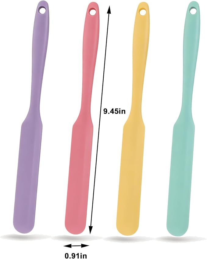 4 Pcs Silicone Jar Spatula Set, Sourdough Scraper, Spatulas for Bottles | Long Handle, Food-Grade Silicone, Mini Spatula for Containers, Baking, Cake Cream, Containers, Bottles, Dishwasher Safe