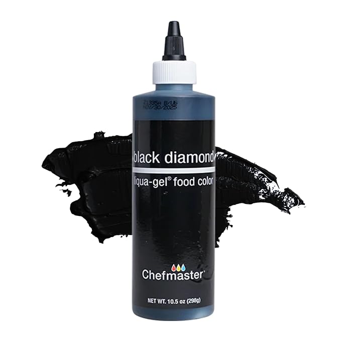 Chefmaster Black Diamond Liqua-Gel® Food Coloring | Vibrant Color | Professional-Grade Dye for Icing, Frosting, Fondant | Baking & Decorating | Fade-Resistant | Easy-to-Use | Made in USA | 10.5 oz