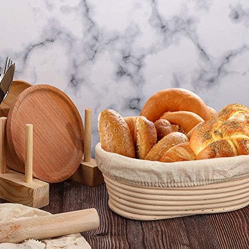 Tatuo 6 Pieces Bread Banneton Proofing Basket Liner Cloth Cover Round Brotform Liner Baking Dough Bread Baking Supplies(10 Inch Oval, 9 Inch Round)