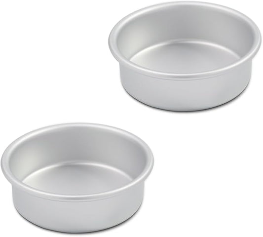 6 x 2 Inch Heart Shaped Cake Pans Set of 2, Aluminum Heart Cake Tin, Baking Cake Pan for Wedding, Party, Family Occasions, Chocolate, Bread. (Round, 5×2 Inch Round Cake Pan, Set of 2)