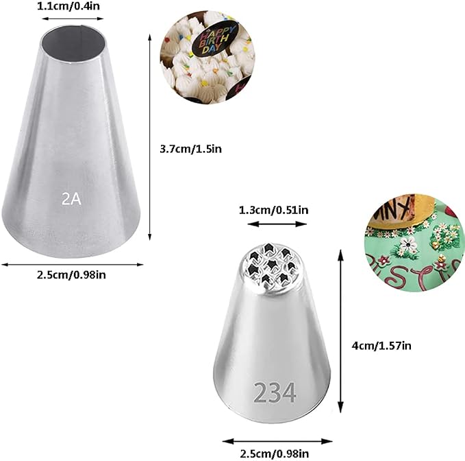 Large Icing Piping Tips Set for Cake Decorating,6 Decorating Tips Stainless Steel Pastry Tips,Flower Frosting Tips Nozzles,#1M 2A 2D 2F 6B 234
