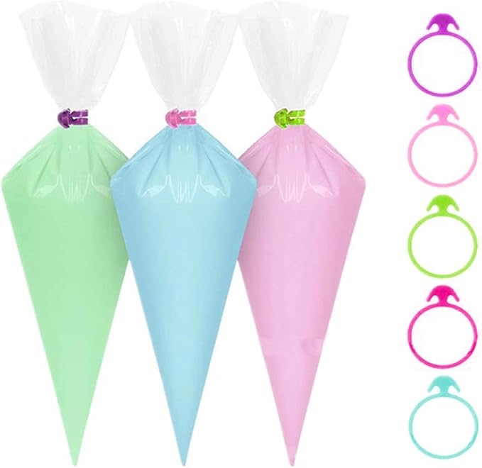 30 Pcs Pastry Bag Ties, Silicone Icing Bag Ties, Reusable Piping Bag Ties Decoration Bag Cake and Pastry Supplies Clips, Includes 5 Color. Suitable for Cupcakes Cookies and Pastry Seal (5 Color)