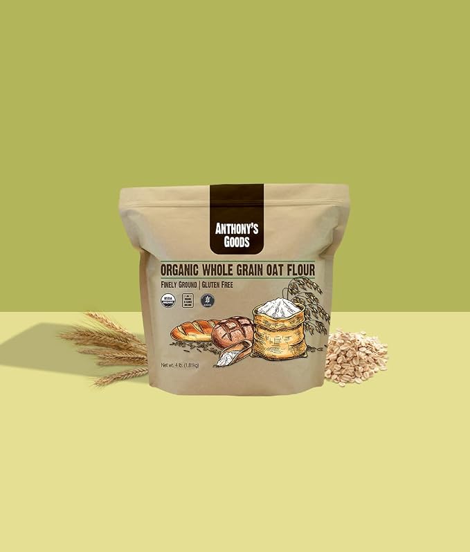 Anthony's Organic Whole Grain Oat Flour, 4 lb, Gluten Free, Non GMO, Non Irradiated, Finely Ground, Vegan