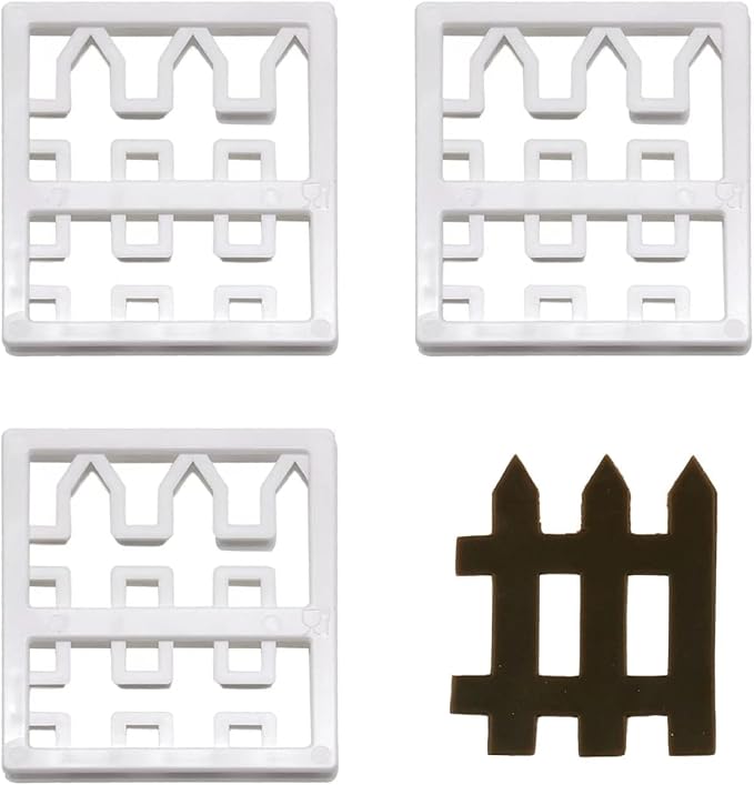 4 Pcs Plastic Fence Fondant Molds Cookie Cutter Mold Fondant Cake Cutting Molds for Baking Room Coffee Shop Cookie DIY Cake Border Decoration Baking Tools and Accessories, Bakeware（White）