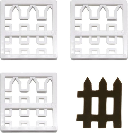 4 Pcs Plastic Fence Fondant Molds Cookie Cutter Mold Fondant Cake Cutting Molds for Baking Room Coffee Shop Cookie DIY Cake Border Decoration Baking Tools and Accessories, Bakeware（White）