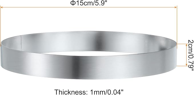 HARFINGTON 2Pcs Round Cake Ring 5.9 x 1 Inch Seamless Stainless Steel Pastry Mousse Dessert Ring Mirror Coating for Baking Cooking English Muffins Crumpet Making Tool