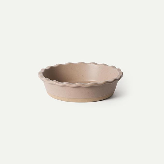 MORA Ceramic Pie Pan for Baking - 9 inch - Deep and Fluted Pie Dish for Old Fashion Apple Pie, Quiche, Pot Pies, Tart, etc - Modern Farmhouse Style Porcelain Ceramic Pie Plate - Mushroom