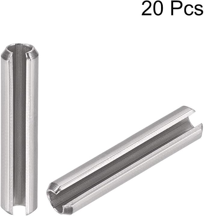 uxcell Slotted Spring Pin - M4 x 35mm 304 Stainless Steel Split Spring Roll Dowel Pins Plain Finish 20Pcs